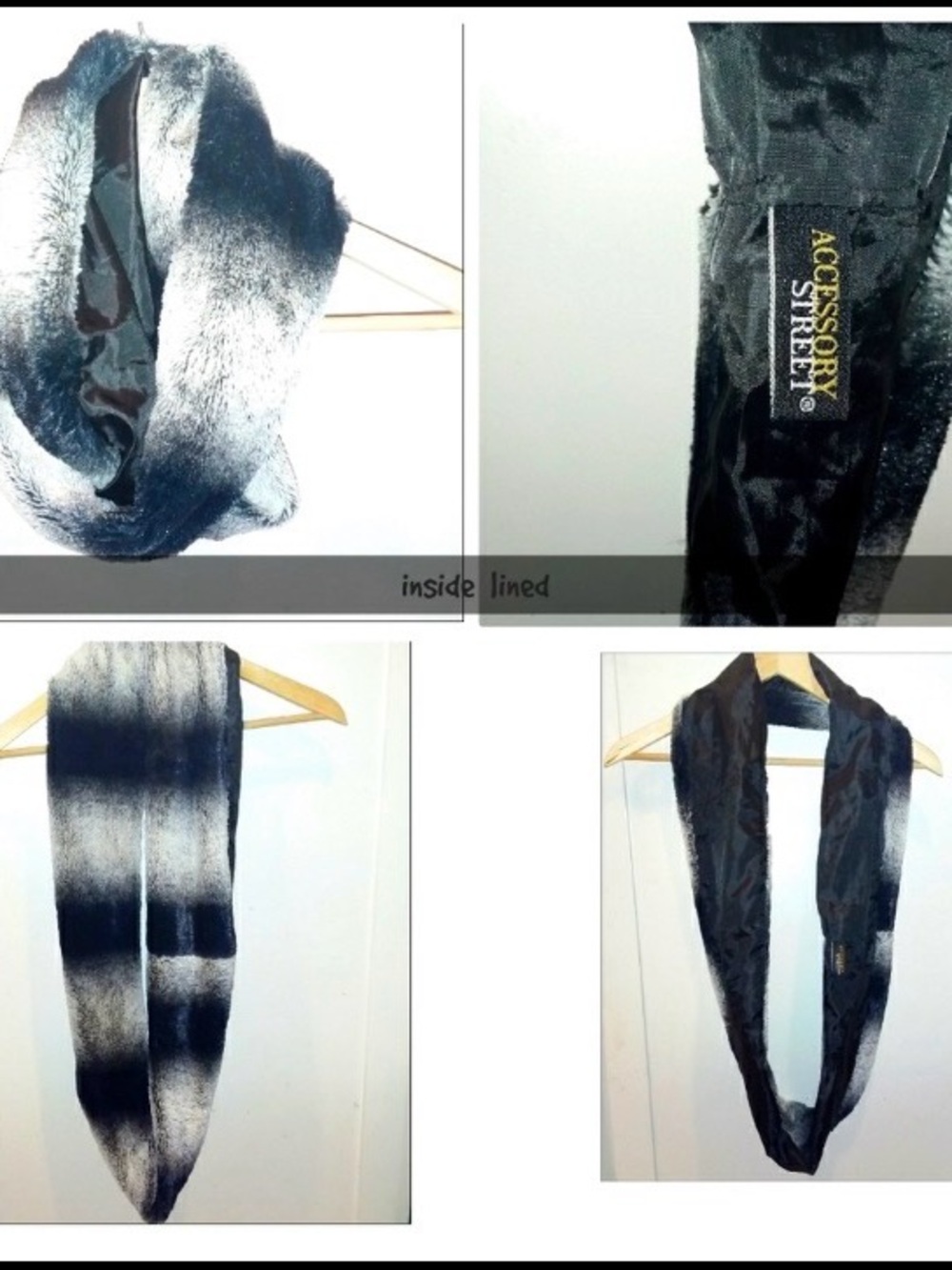 Accessory Street Men’s Faux Fur Infinity Scarf in Black and Gray